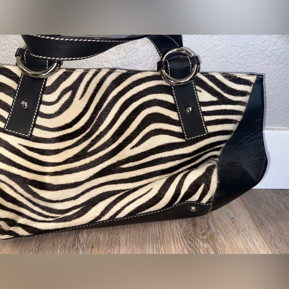 _Fortuna Valentino double handle animal print shoulder bag leather size 7H X 13L - Picture 2 of 16